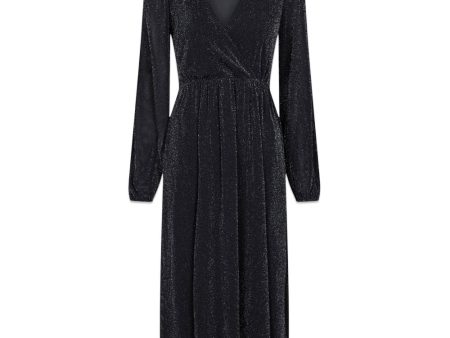 Marsha Glitter Mesh Dress - Black Fashion