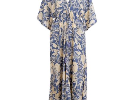 BCLUNA double v-neck dress - Floral Blue Hot on Sale