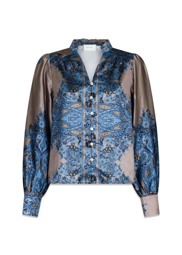 Massima Paisley Border Blouse - Blue on Sale