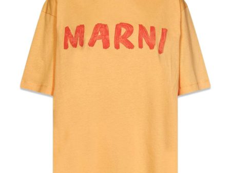 Marni Logo Organic cotton jersey - Tangerine For Sale