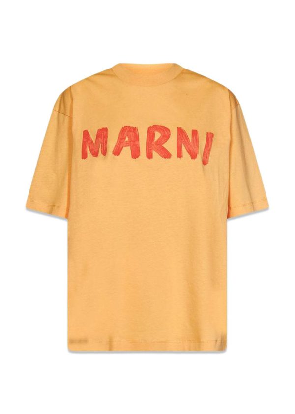 Marni Logo Organic cotton jersey - Tangerine For Sale