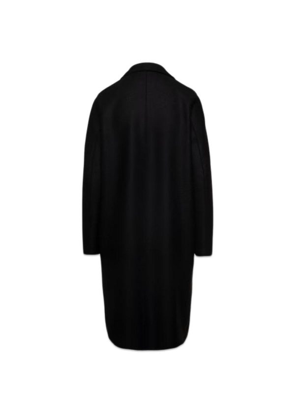 Women overcoat pressed wool - Black For Cheap