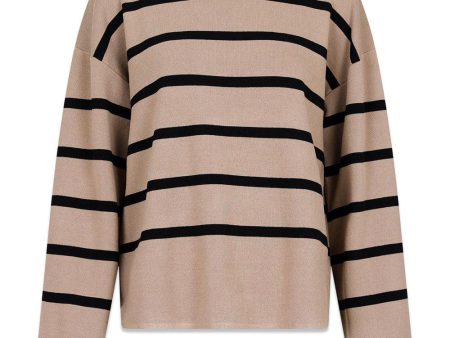 Shana Stripe Knit Blouse - Khaki Online Sale