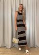 Mini Stripe Sleeveless Knit Dress - Dark Brown Off White Online