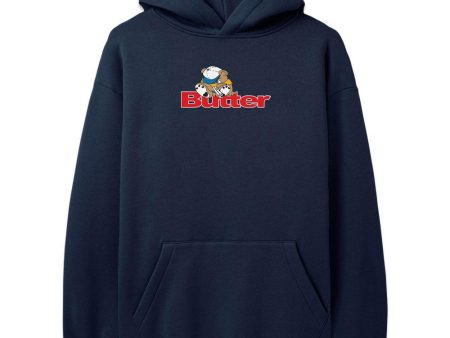 Teddy logo pullover Hood - Navy For Sale