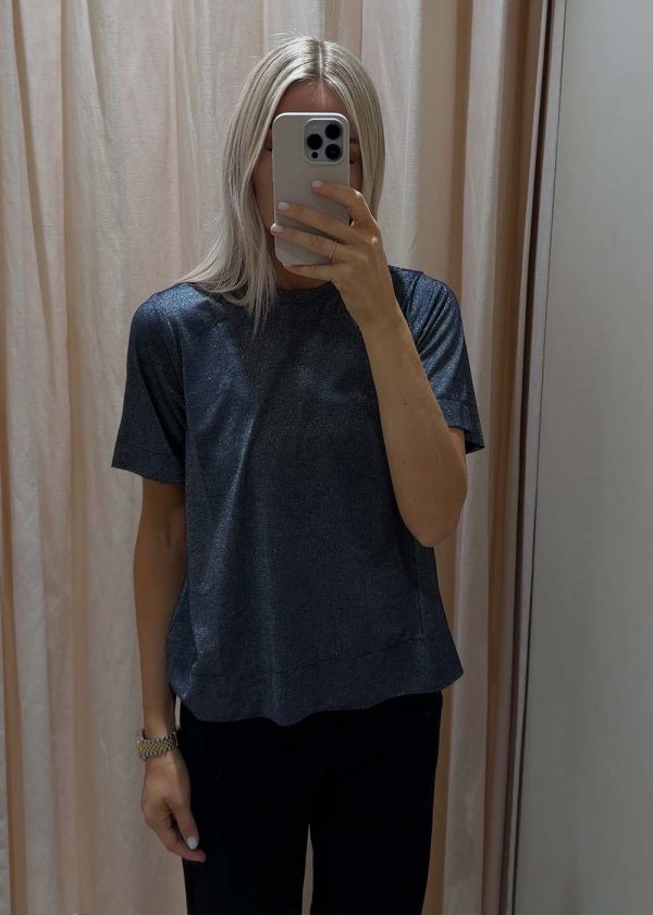 Zettner Glitter Tee - Navy Online Hot Sale