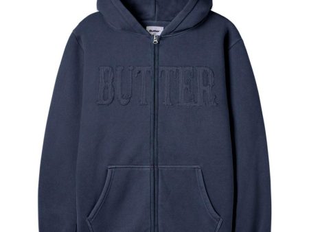 Fabric applique zip-thru hood - Washed Slate For Discount