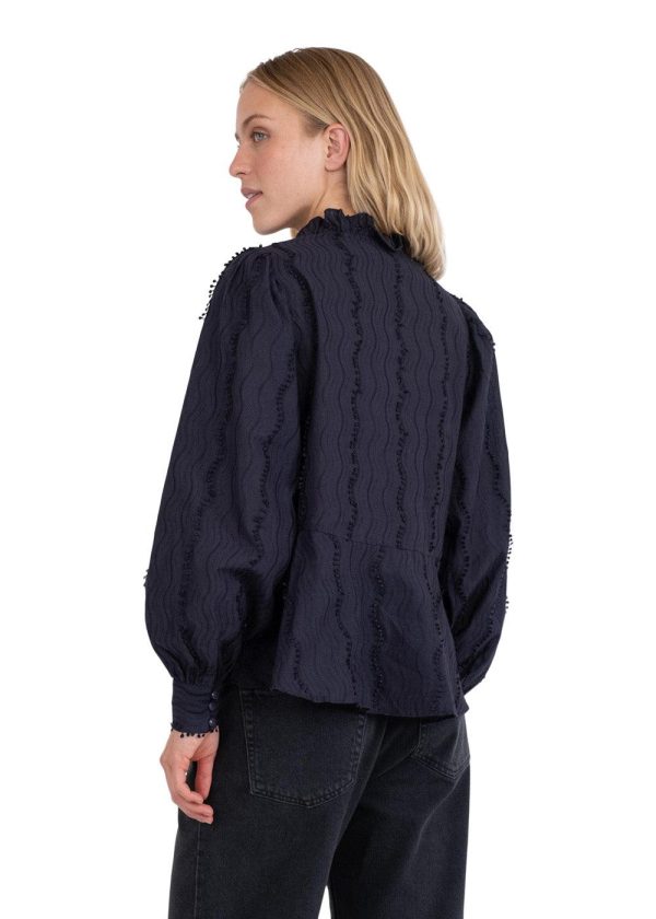 Benito Wave Blouse - Navy Sale