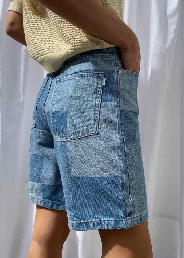 Maggie Patchwork Shorts - Blue on Sale