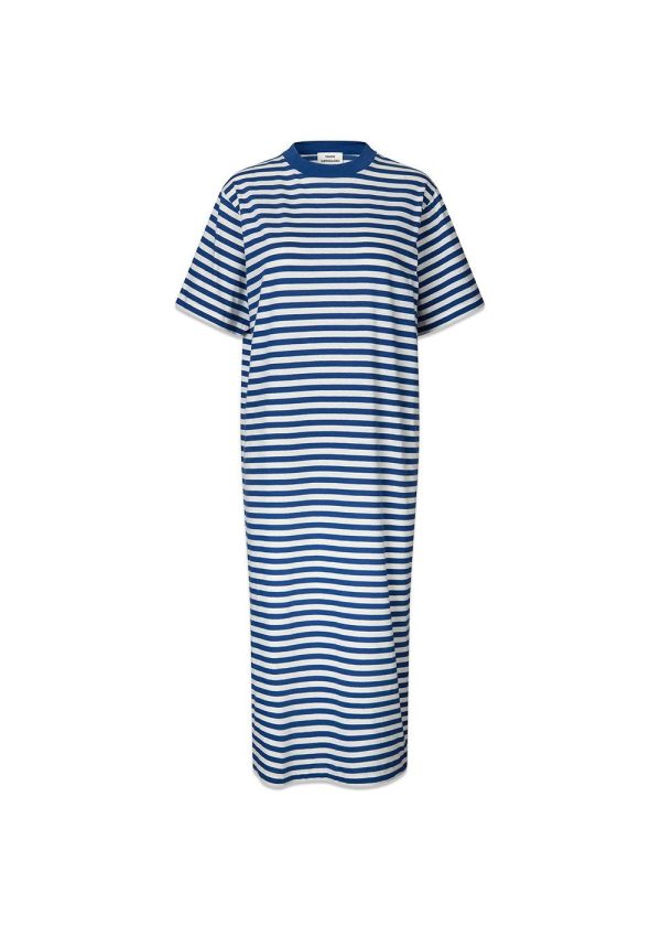 Single Organic Nou Dress Stripe - Estate Blue Cloud Dancer For Cheap