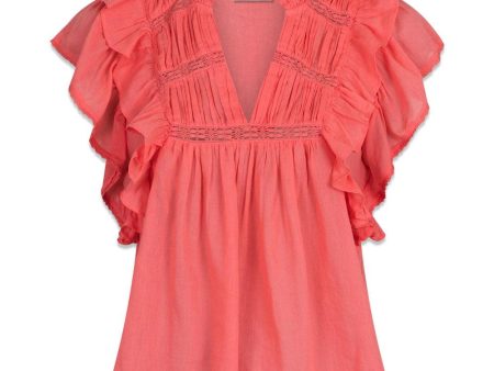 Jayla S Voile Top - Coral on Sale