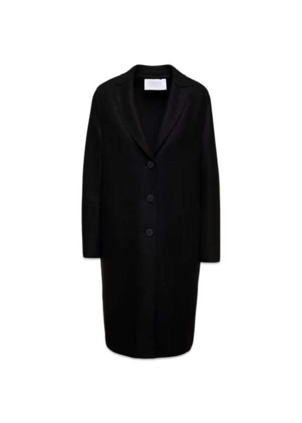 Women overcoat pressed wool - Black For Cheap