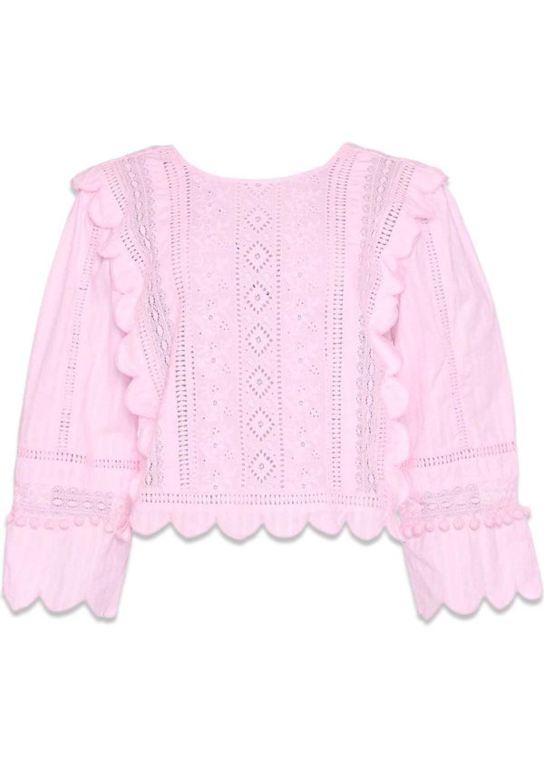 Miramar Cotton Blouse - Pastel Pink Discount