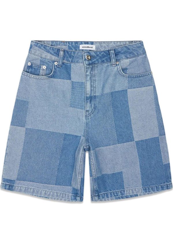 Maggie Patchwork Shorts - Blue on Sale