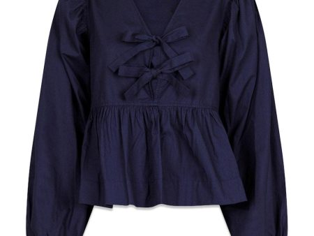 Bessie C Poplin Blouse - Dark Navy on Sale