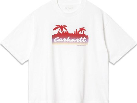 W  S S Palm Script T-Shirt - White Hot on Sale