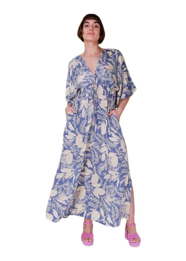 BCLUNA double v-neck dress - Floral Blue Hot on Sale