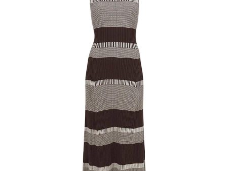 Mini Stripe Sleeveless Knit Dress - Dark Brown Off White Online