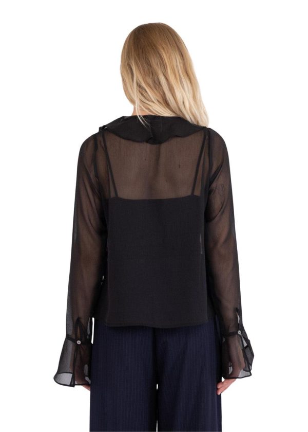 Anika Frill Blouse - Black Supply