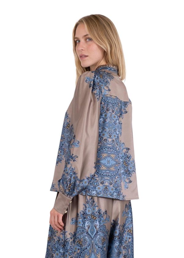 Massima Paisley Border Blouse - Blue on Sale