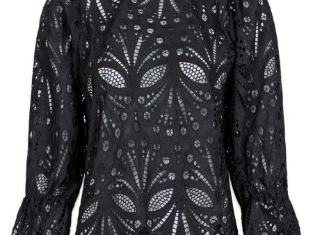 Adela Embroidery Blouse - Black For Sale