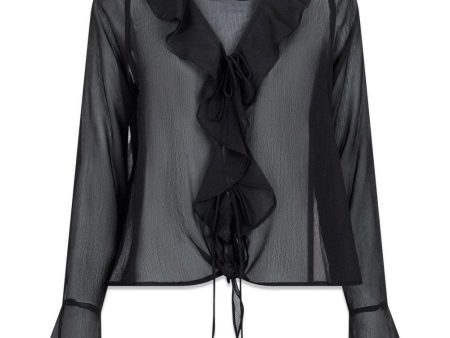 Anika Frill Blouse - Black Supply