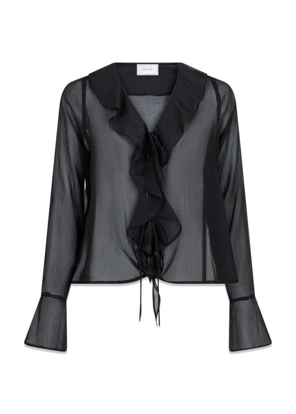 Anika Frill Blouse - Black Supply