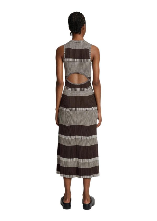 Mini Stripe Sleeveless Knit Dress - Dark Brown Off White Online