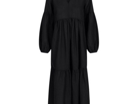 Klaudia Linen Dress - Black Hot on Sale