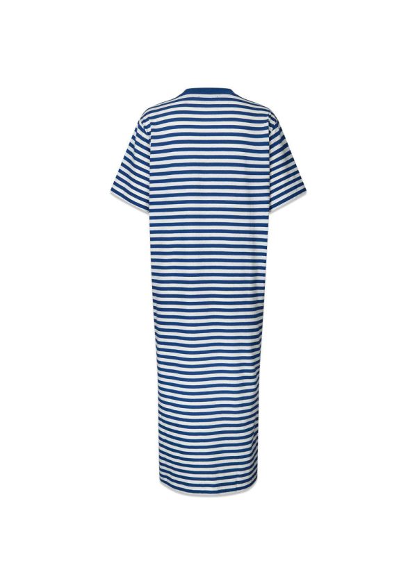 Single Organic Nou Dress Stripe - Estate Blue Cloud Dancer For Cheap