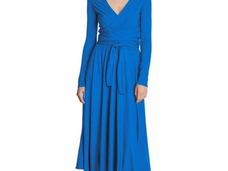 Matte Crepe Wrap Dress - Bright Blue on Sale