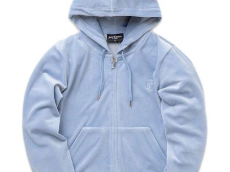 Robertson Classic Velour Zip Trough Hoodie - Blue Fog Supply