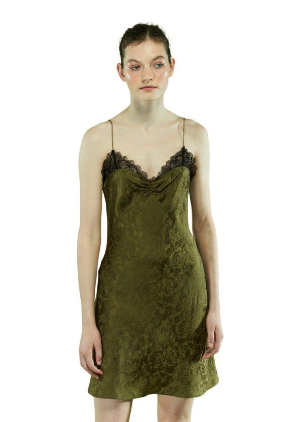 Toulouse Lace Dress - Olive With Black Lace For Discount