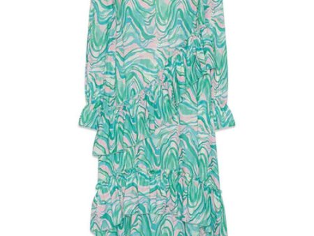 Mabel Dress - Green Swirl Art Print For Cheap