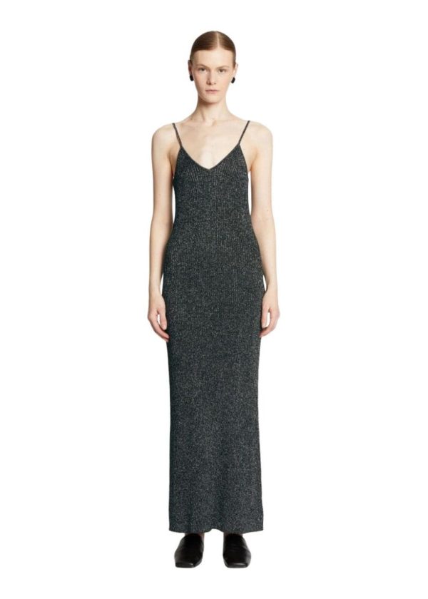 Lurex Maxi Dress - Black Silver Online