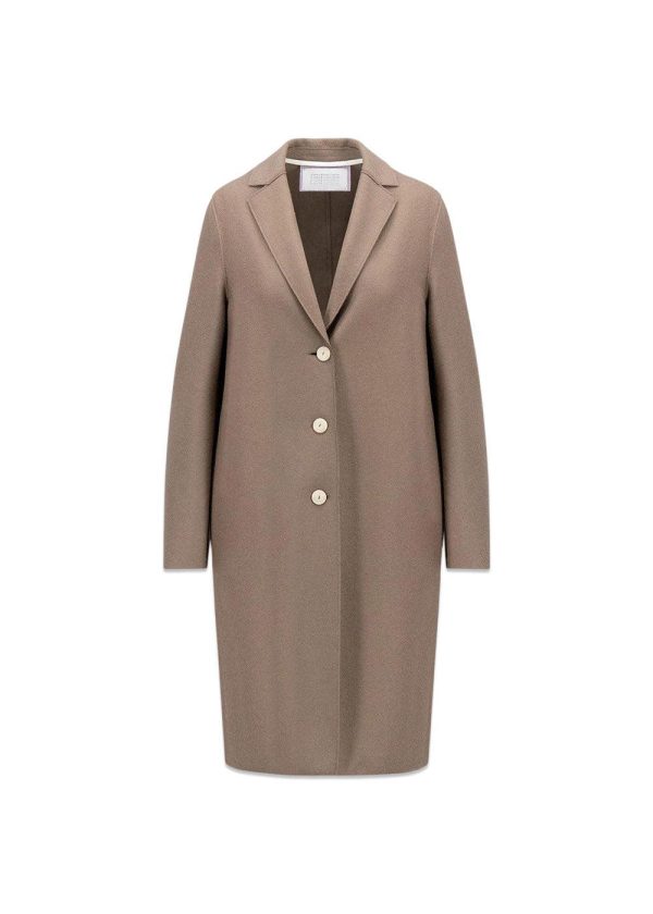 Women overcoat pressed wool - Taupe Supply