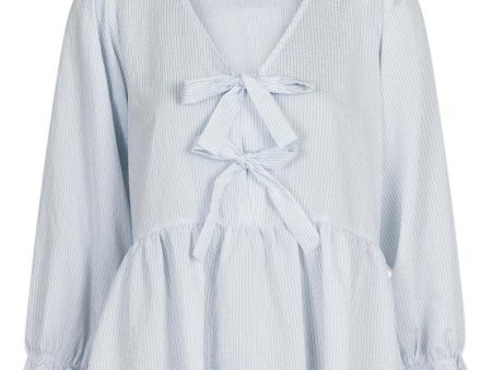 Bella Slim Stripe Blouse - Light Blue Stripe For Discount