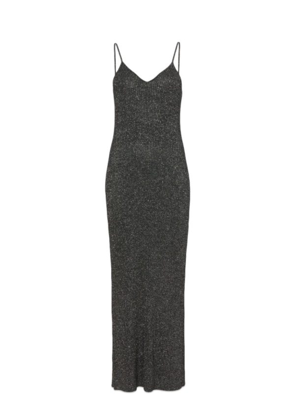 Lurex Maxi Dress - Black Silver Online