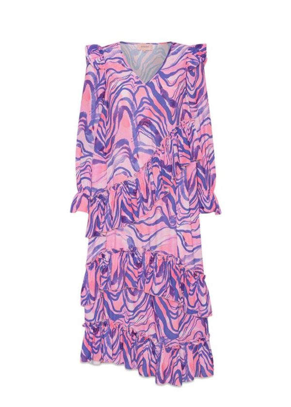 Monique Dress - Pink Swirl Art Print Fashion