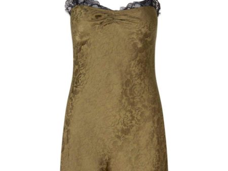 Toulouse Lace Dress - Olive With Black Lace For Discount