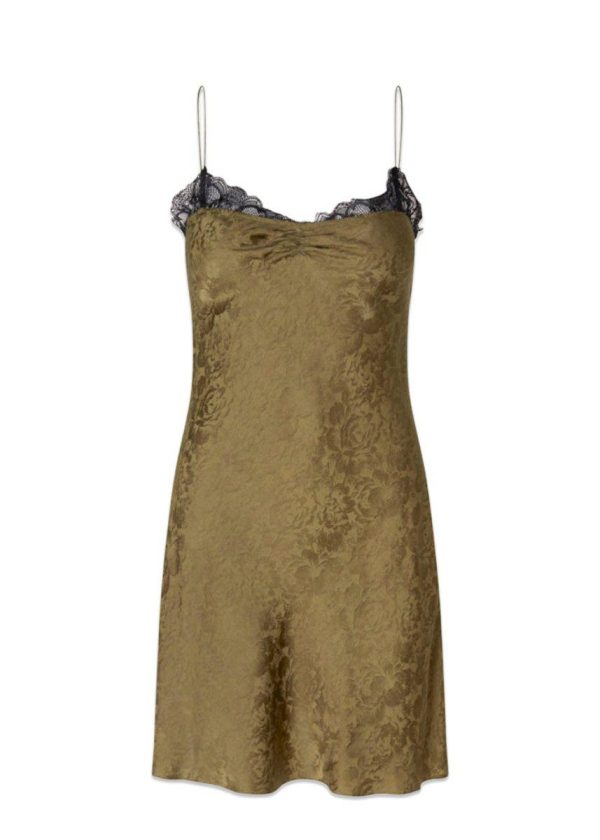 Toulouse Lace Dress - Olive With Black Lace For Discount