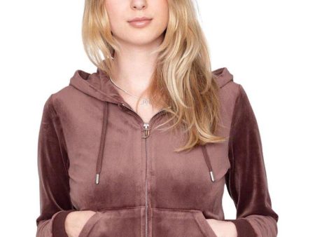 Robertson Classic Velour Zip Trough Hoodie - Bitter Chocolate Online Sale