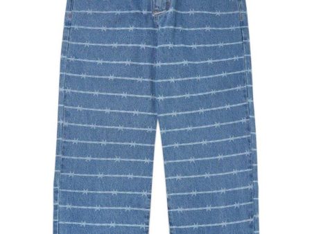 barbwire denim jeans - Washed Indigo Fashion