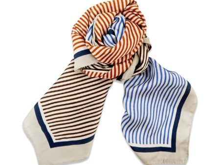 BCTAMIKO striped mini scarf - Navy Multi Hot on Sale