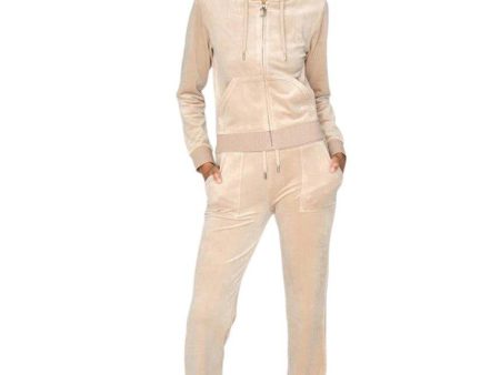 Del Ray Classic Velour Pant Pocket Design - Warm Taupe For Cheap