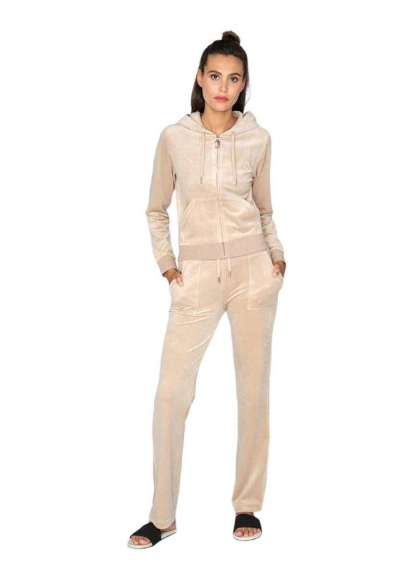 Del Ray Classic Velour Pant Pocket Design - Warm Taupe For Cheap