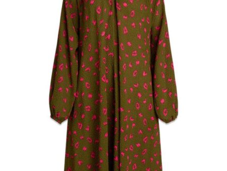 Bumpy Flower Bellini Dress - Brushed Dot Aop Fir Green on Sale