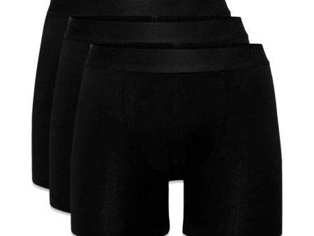 boxers bamboo long leg 3-pack - Black Fashion