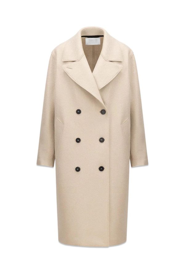 Women sailor coat pressed wool - Almond Online